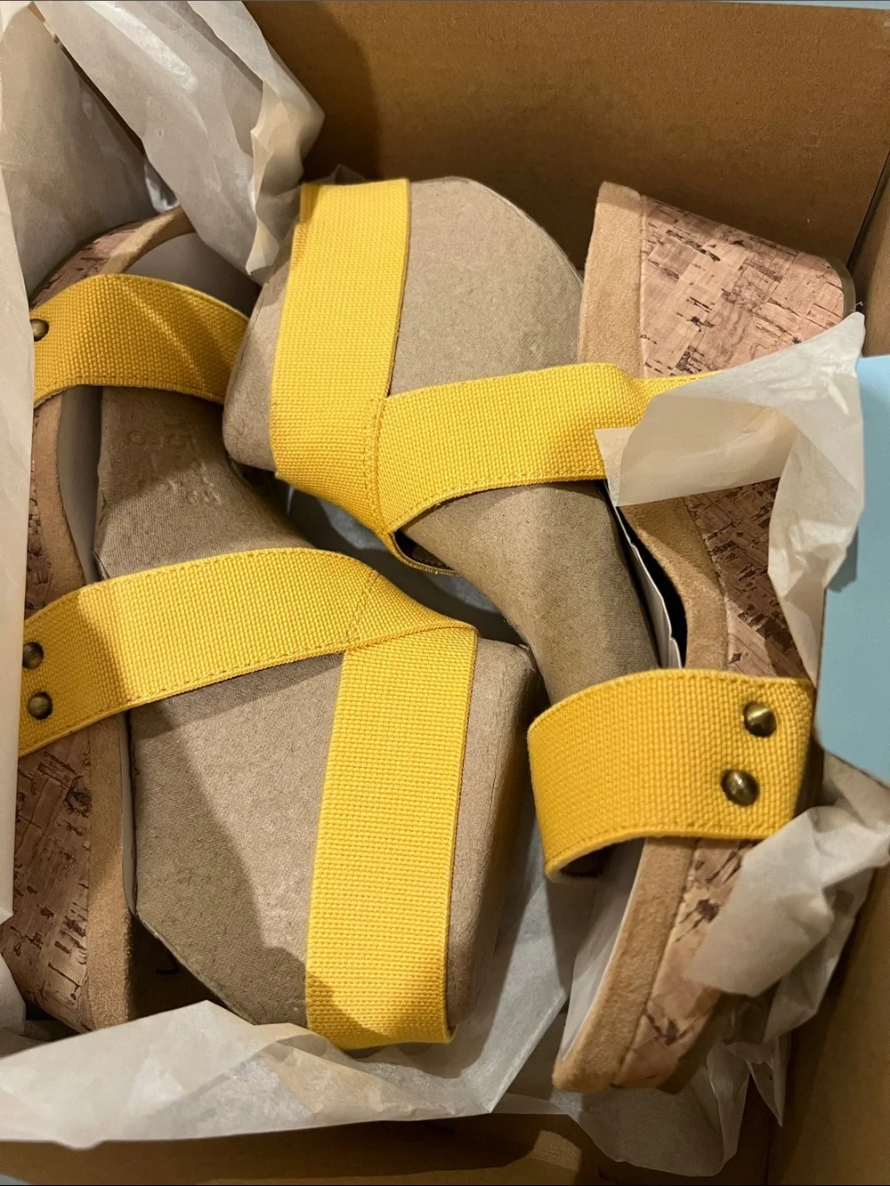 Life Stride Del Mar Marigold Gore Cork Wedge Sandals, NIB - Picture 1 of 4